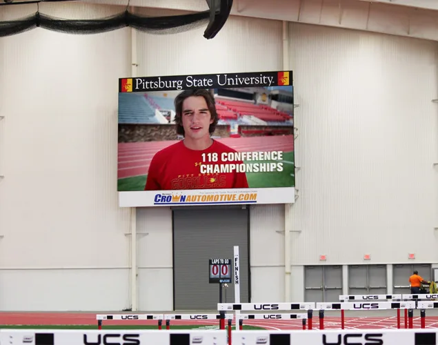 APEX indoor LED video display at Pittsburg State Plaster Center in Pittsburg, KS.