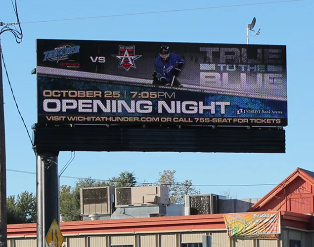 FLEX outdoor LED sign at Atomic Billboard West Maple in Wichita, KS.