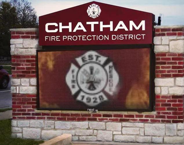 FLEX outdoor LED sign at Chatham Fire Department in Chatham, IL.