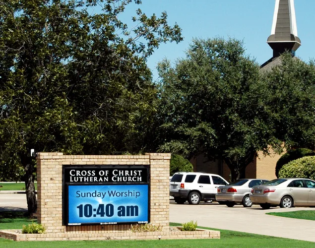FLEX outdoor LED sign at Cross of Christ Lutheran Church in Desoto, TX.
