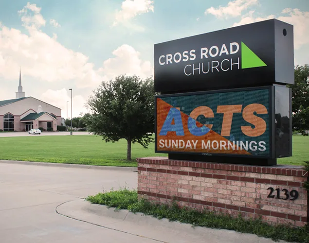 FLEX outdoor LED sign at Crossroad Church in Wichita, KS.