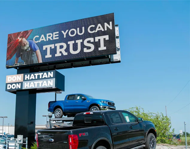FLEX outdoor LED sign at Don Hattan Ford in Augusta, KS.