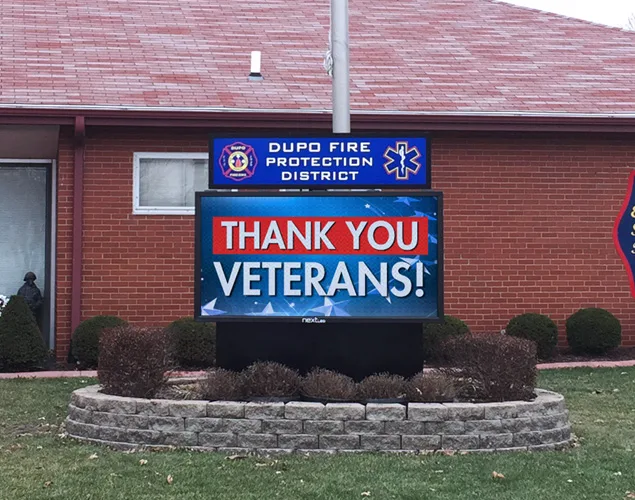 FLEX outdoor LED sign at Dupo Fire District in Dupo, IL.