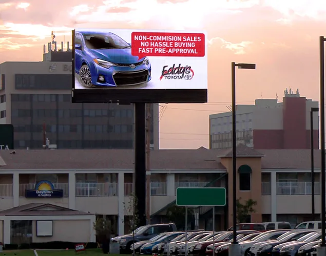 FLEX outdoor LED sign at Eddy's Toyota in Wichita, KS.