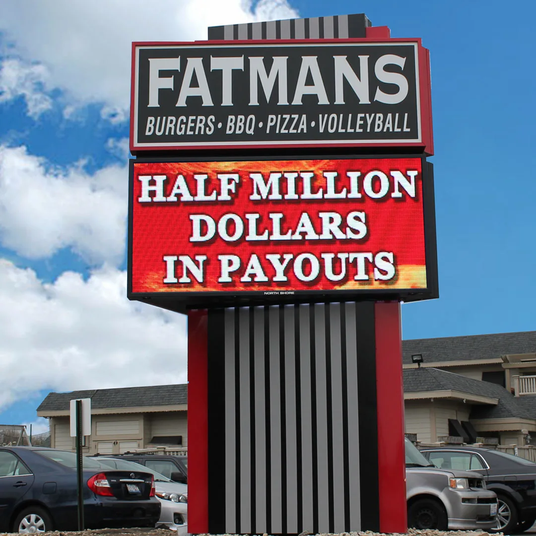 FLEX outdoor LED sign at Fatman's.