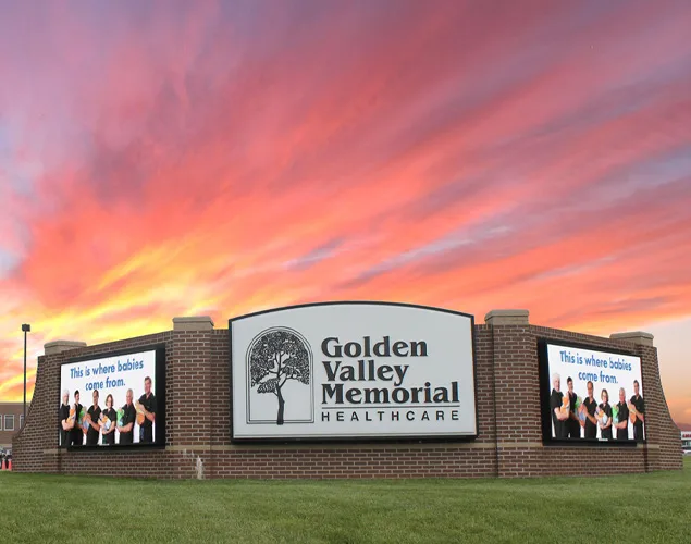 FLEX outdoor LED sign at Golden Valley Memorial Healthcare in Clinton, MO.