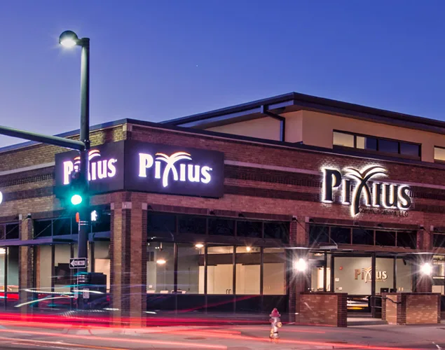 FLEX outdoor LED sign at Pixius Communications Night in Wichita, KS.