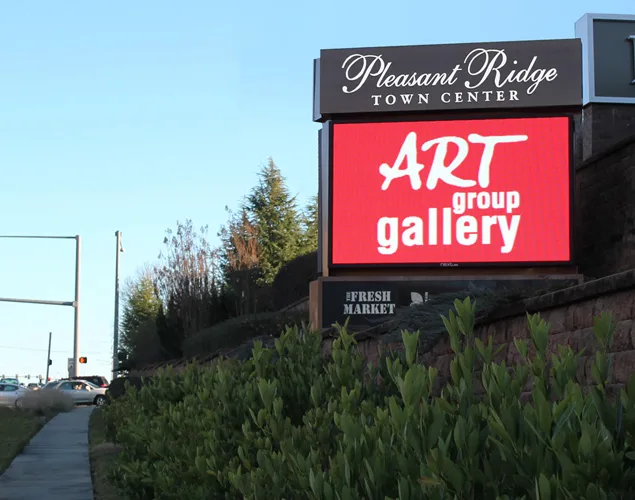 FLEX outdoor LED sign at Pleasant Ridge Town Center in Little Rock, AR.