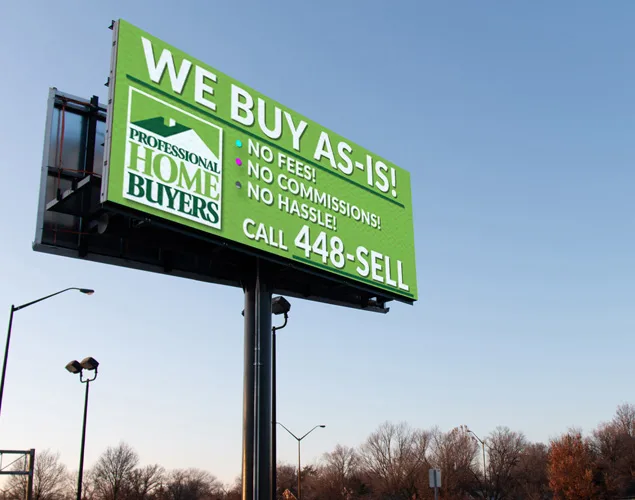 FLEX outdoor LED sign at Pro Home Buyers in Wichita, KS.