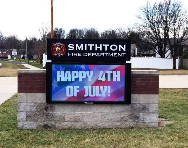 FLEX outdoor LED sign at Smithton Fire Department in Smithton, IL.