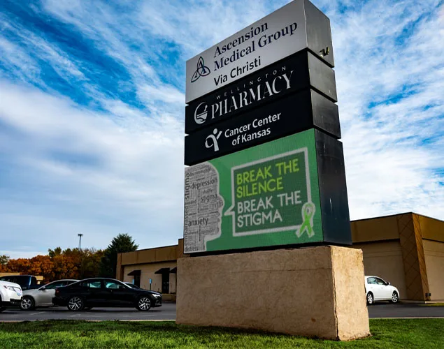 ONYX outdoor LED sign at Sumner County Family Care Center in Wellington, KS.