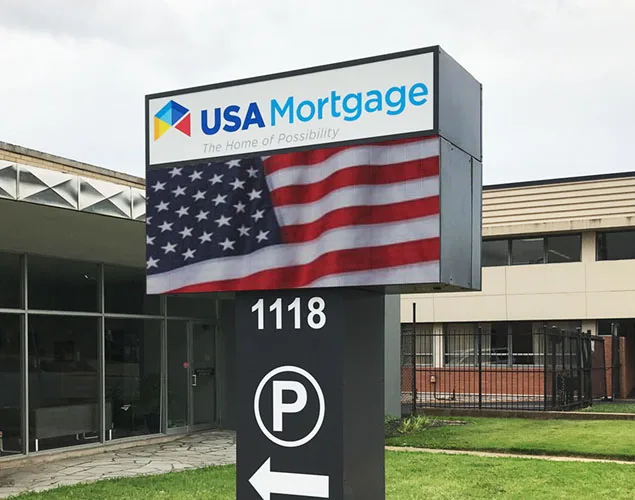 ONYX outdoor LED sign at USA Mortgage in St. Louis, MO.
