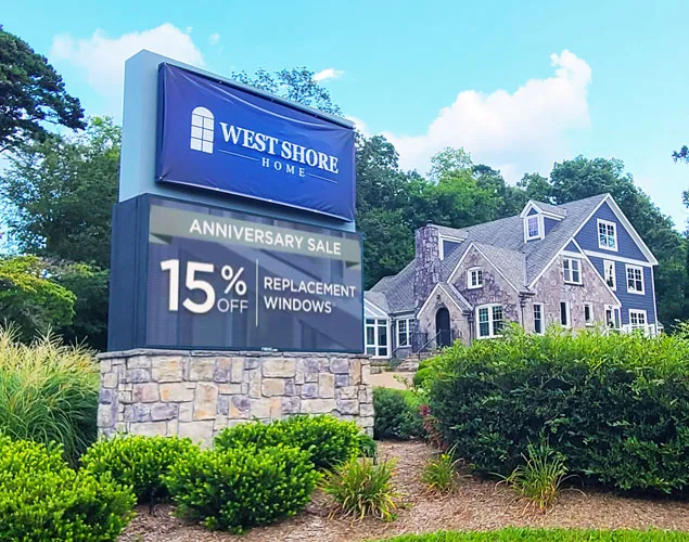 ONYX outdoor LED sign at West Shore Home in Chattanooga, TN.