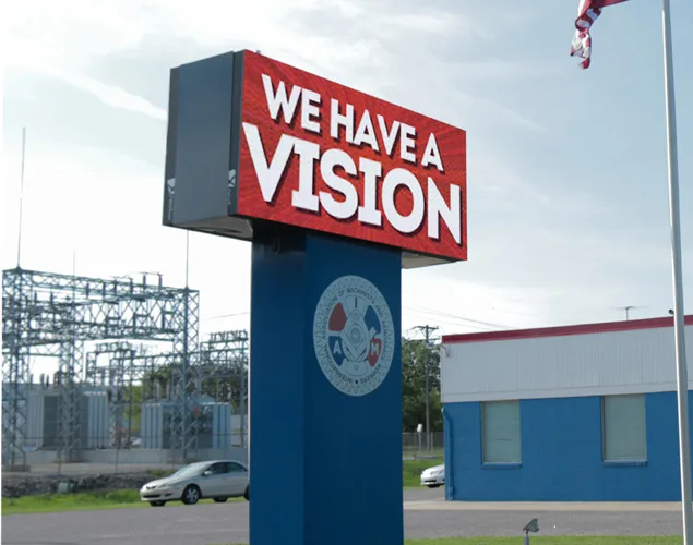 ONYX outdoor LED sign at International Association of Machinists and Aerospace Workers in Wichita, KS.