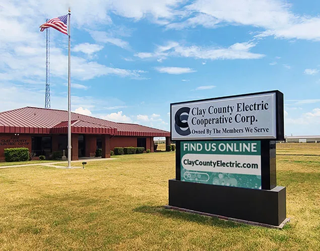 STAX outdoor LED sign at Clay County Electric Cooperative in Pocahontas, AR.