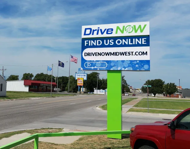 STAX outdoor LED sign at Drive Now in Coffeyville, KS.
