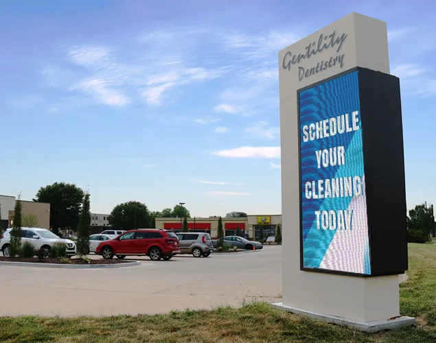 STAX outdoor LED sign at Gentility in Wichita, KS.