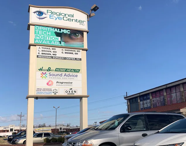 STAX outdoor LED sign at Regional Eye Center in Joplin, MO.