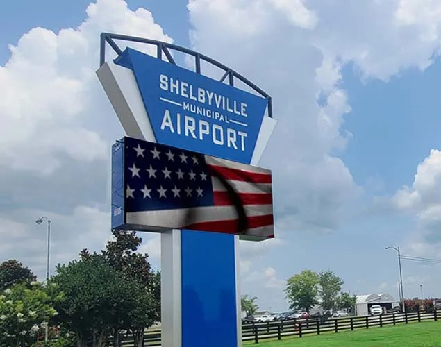 STAX outdoor LED sign at Shelbyville Municipal Airport in Shelbyville, TN.