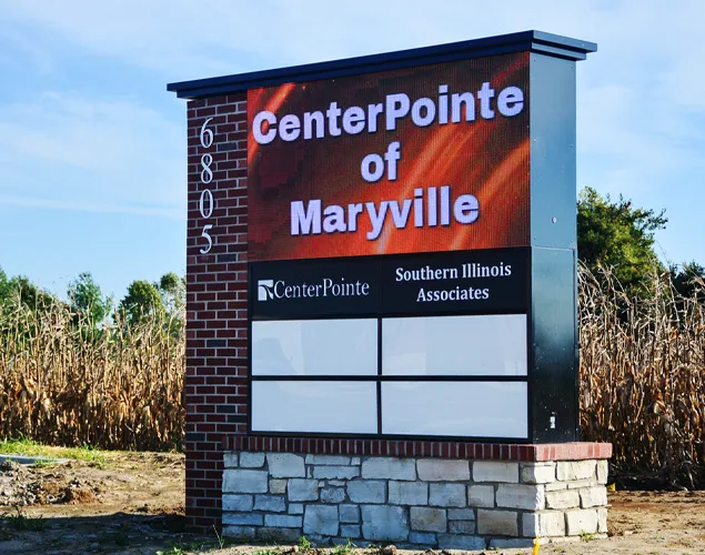 STAX outdoor LED sign at Southern Illinois Associates in Maryville, IL.