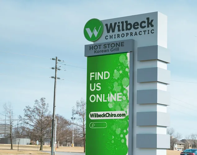 STAX outdoor LED sign at Willbeck Chiropractic in Wichita, KS.