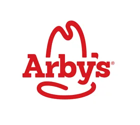 Arbys LED sign in red with bold text and a large stylized cowboy hat outline, displayed on a high-brightness white background.
