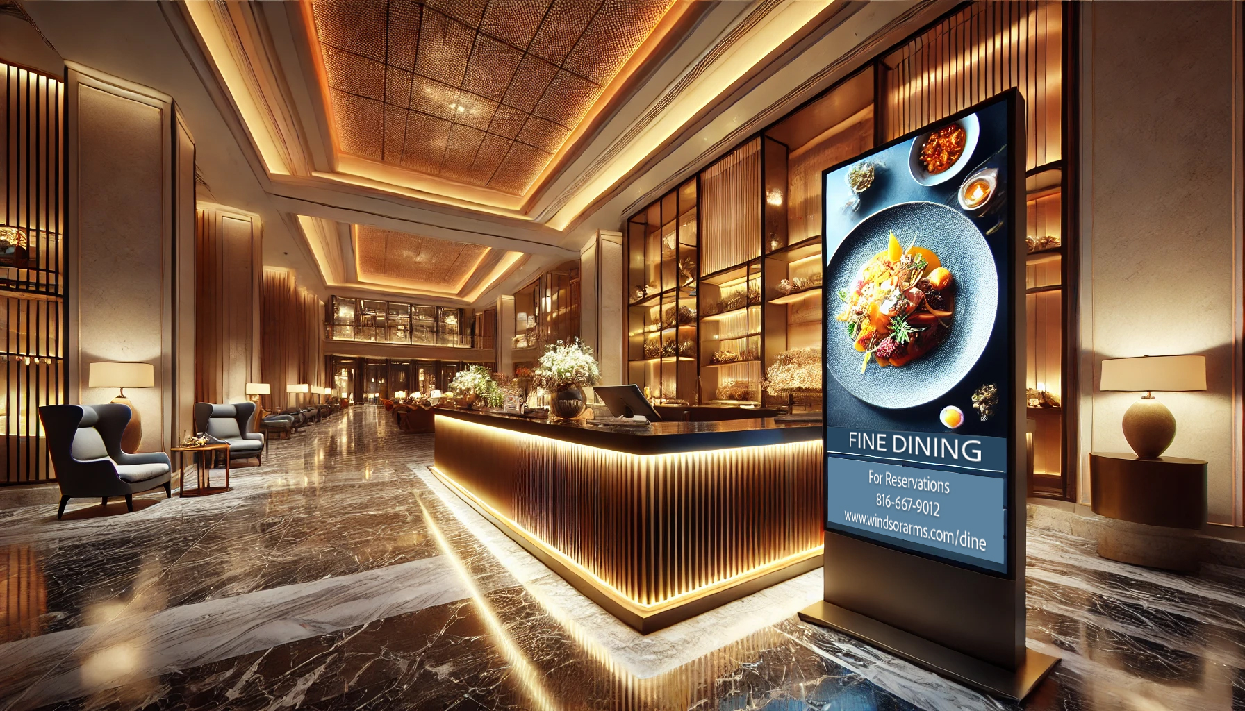 Interior digital display for hotels & hospitality