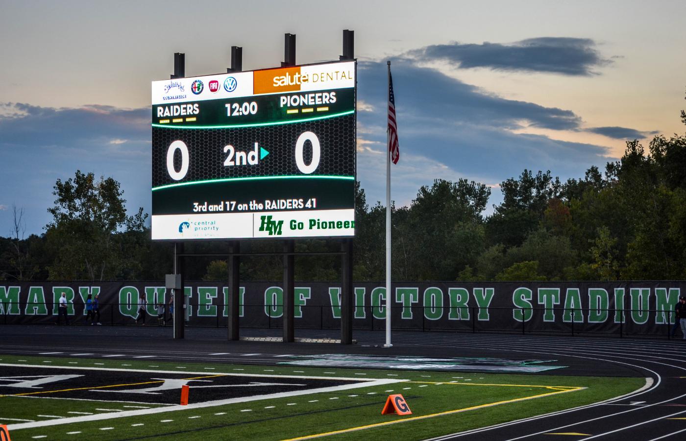 Digital scoreboard at Hill-Murray High School