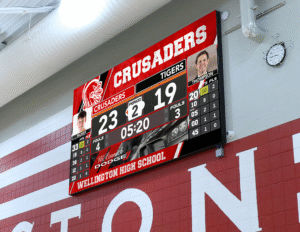 Indoor LED digital Scoreboard - Wellington High School Gymnasium - Wellington, KS