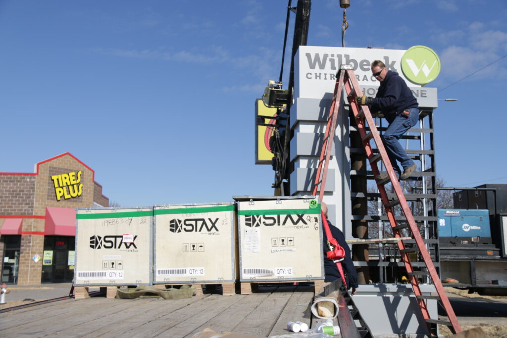 STAX LED sign installation at Wilbeck Chiropractic