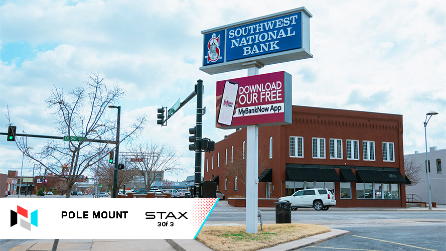 STAX full color outdoor LED sign at Southwest National Bank
