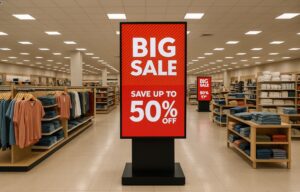 Indoor LED sign for retail sales promotion freestanding aisle display