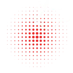 White whistle icon with sound lines on an LED sign display of red dots, size increasing toward center, on smooth light gray background.