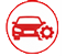 High-brightness LED sign icon: red car with open hood, gear symbol in front, inside red circle, for auto repair or maintenance.