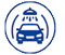 LED sign icon: car in a circle with water droplets above, representing car wash services; high-brightness, solid-state display.