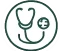 Green stethoscope creates a smiley face inside a circle; dollar sign symbol on right. White background, ideal for LED or EMC signage.