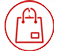 LED sign graphic: high-brightness red outline shopping bag inside a red circle, displayed on a white background.