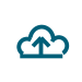 Blue cloud upload icon with upward arrow, depicted on light gray, styled for LED electronic message center or high-brightness signage.